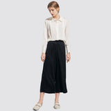 Womens Wide Leg Silk Pants Cropped Pants Casual Work Pants Black XS