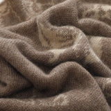Womens Winter Cashmere Floral Scarf Long Cashmere Knit Wrap Taupe L