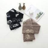 Womens Winter Cashmere Floral Scarf Long Cashmere Knit Wrap Black L