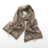 Womens Winter Cashmere Floral Scarf Long Cashmere Knit Wrap Taupe L