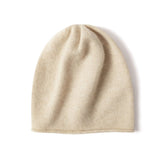 100% Cashmere Beanie Hat Warm Cashmere Ski Cap For Winter Beige M