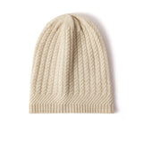 100% Cashmere Ribbed Beanie Cashmere Winter Hat Cashmere Cap Beige M