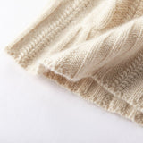100% Cashmere Cap Pure Cashmere Hat For Women Lightweight Cable - knit Beige M