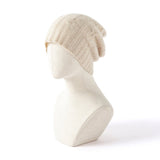 100% Cashmere Cap Pure Cashmere Hat For Women Lightweight Cable - knit Beige M