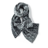 Cashmere Scarf With Abstract Pattern Long Cashmere Wrap Scarves Dark Gray L