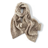 Cashmere Scarf With Abstract Pattern Long Cashmere Wrap Scarves Taupe L