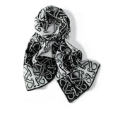 Cashmere Scarf With Abstract Pattern Long Cashmere Wrap Scarves Black L