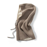Pure Cashmere Balaclava Hood Hat For Women And Men Beige M
