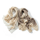 Womens Cashmere Striped Scarf Long Cashmere Shawls and Wrap Beige XL