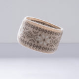 100% Cashmere Winter Knit Headband for Women Beige M
