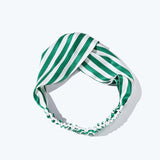 100% Mulberry Stripes Silk Headband For Ladies Green M