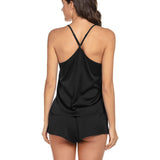 100% Silk Camisole Set For Women Two Piece Silk Nightwear Black XS