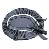 Silk Lace Sleep Cap For Women Hair Care Silk Night Bonnet Black M