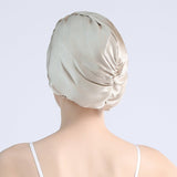 100% Mulberry Silk Sleep Cap For Women Pure Silk Turban Khaki M