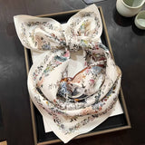 100% Silk Scarf For Women Floral Scarf Square Head Scarf Style - 1 M