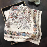 100% Silk Scarf For Women Floral Scarf Square Head Scarf Style - 1 M