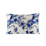 19 Momme Housewife Silk Pillowcase Hidden Zipper Assorted Floral Prints Royal Blue Standard (20" * 26")