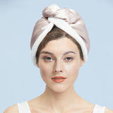 Silk Dry Hair Cap 100% Mulberry Terry Lined Hair Wrap Cap Pink M