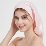 Women Long Silk Sleep Cap Silk Bonnet For Hair Sleep Caps Pink 50cm