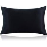 19/22 Momme Housewife Silk Pillowcase with Hidden Zipper Black Standard (20" * 26")