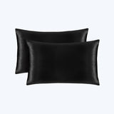 19/22 Momme Silk Pillowcase With Hidden Zipper Bundle 2 Black Standard (20" * 26")