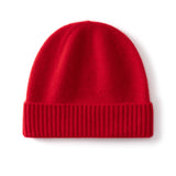 Kids Cashmere Beanie Knit Cashmere Hat with Ribbed Cuff Multi Colors
