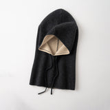 Double Layer Cashmere Hooded Scarf Two Tone Cashmere Balaclava Neck Warmer