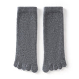 Adult Cashmere Five-Toe Socks Warm Knit Cashmere Socks for Men and Women Dark Gray M