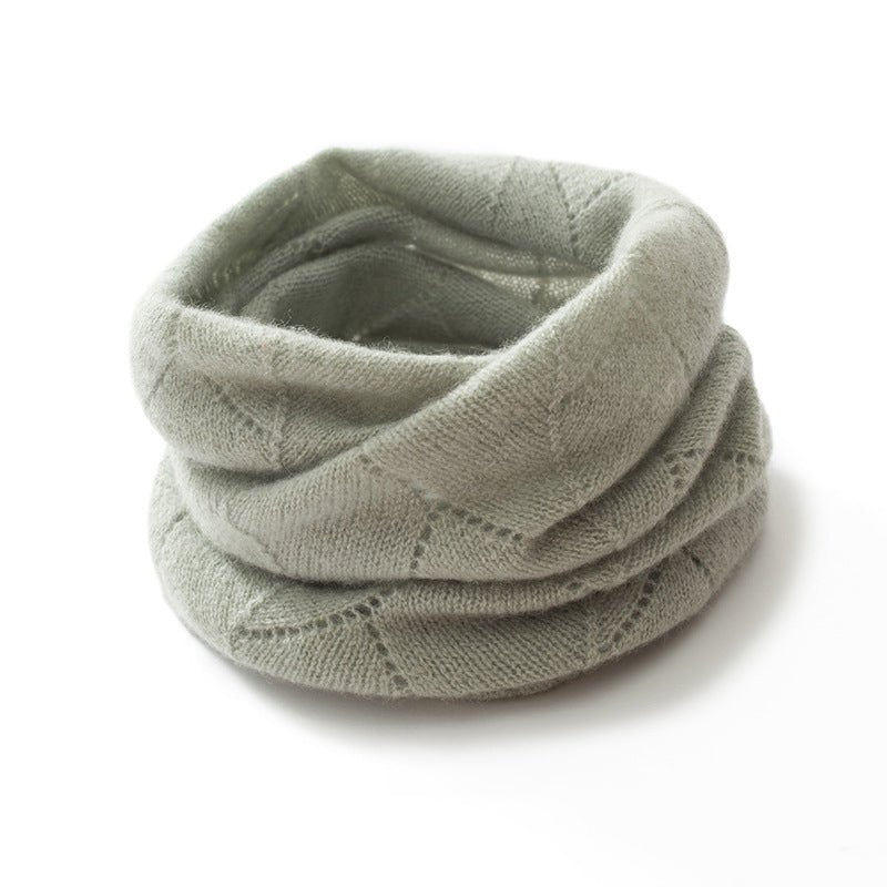 Diamond Knit Cashmere Neck Warmer Cut - out Cashmere Neck Gaiter Gray M