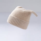 Baby Ribbed Cashmere Beanie with Playful Ears Cashmere Hats For Kids Beige S
