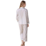 Silk Pajamas Long Mulberry Silk Two - piece Silk Pyjamas Set White XS