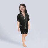 Short Kids' Silk Pajama Set Child's Silk Pajamas Black XS
