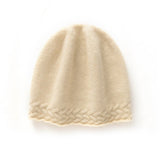 Braided Edge Pure Cashmere Beanie Hat Cashmere Winter Hat Beige M
