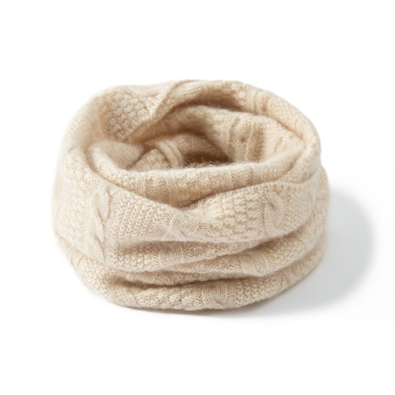 Loop Cable Knit Cashmere Neck Gaiter Cashmere Neck Scarf Beige M