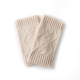 Cable Ribbed Cashmere Hand Warmers Cashmere Fingerless Gloves Mitts Beige M