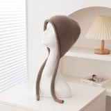 Cashmere Bonnet Hat with Ties Womens Ear Cover Cashmere Beanie Taupe M
