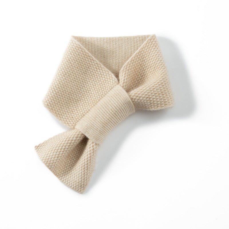 Cashmere Bow Scarf Cashmere Bow Tie Neck Wrap Cashmere Neck Warmer Beige M