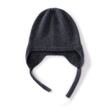 Cashmere Earflap Beanie Pure Cashmere Bonnet Cap Cashmere Winter Hat with Strings Grey M
