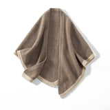 Cashmere Knit Cape Cashmere Poncho Shawl Cashmere Triangle Scarf Taupe M