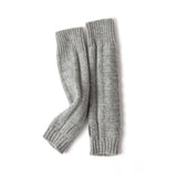 Ribbed Cashmere Gloves Arm Warmers Knit Fingerless Mittens For Women Gray M