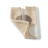Abstract Dot Cashmere Fingerless Gloves Half Finger Typing Gloves Beige M