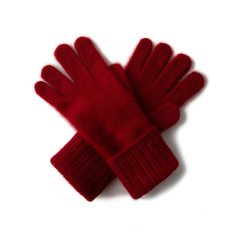 Cashmere Knit Gloves for Women Warm Cashmere Winter Gloves Multi Colors Claret M