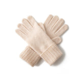 Cashmere Knit Gloves for Women Warm Cashmere Winter Gloves Multi Colors Beige M