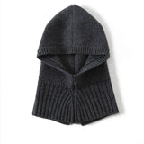Cashmere Knit Hooded Scarf Cashmere Balaclava Cashmere Hood with Neck Cover Grey M