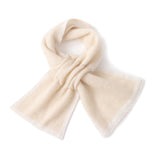 Cashmere Knot Scarf with Contrast Trim Double - Tone Cashmere Neck Wrap Beige M