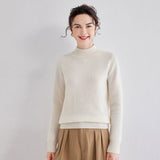 Cashmere Mock Neck Sweater Women Cashmere Pullover Ivory XS