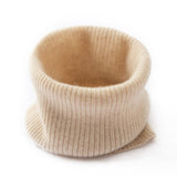 Ribbed Pure Cashmere Cowl Neck Gaiter Fall Winter Cashmere Neck Scarf Beige M