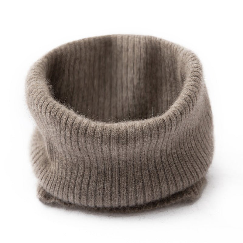Ribbed Pure Cashmere Cowl Neck Gaiter Fall Winter Cashmere Neck Scarf Taupe M