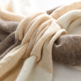 Cashmere Scarf Crossed Cashmere Neck Warmer Colorful Neckerchief Taupe M