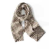 Unisex Checkered Cashmere Scarf Long Cashmere Knitted Scarves Taupe L